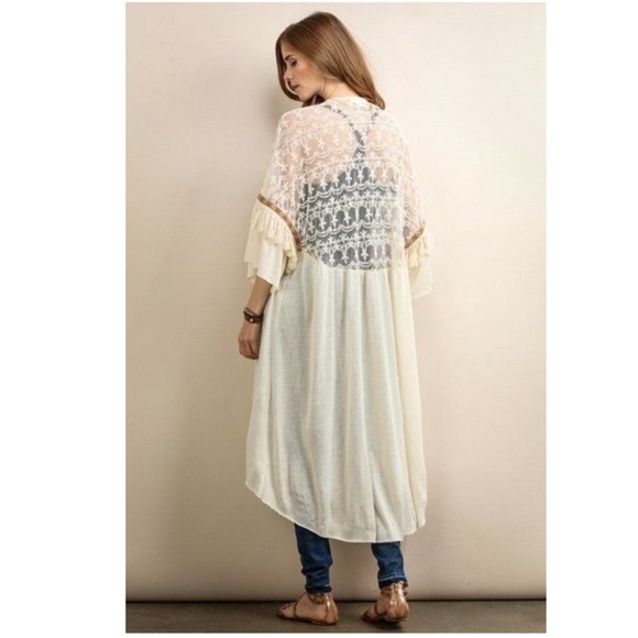 GORGEOUS Long Kimono Wrap Duster Cardigan New M L - Picture 5 of 8